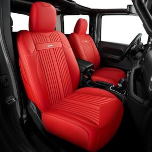 FREESOO Custom Front Seat Covers for Jeep Wrangler 4 Door JL, Sahara Sport Rubicon Unlimited Willys 4XE 2026 2025 2024 2023 2022 2021 2020 2019 2018 Driver Passenger Only Red