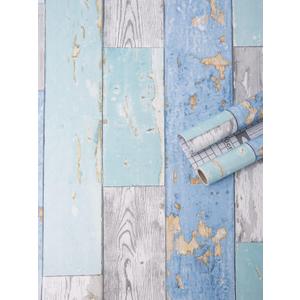 Art3d 17.7"x78.7" Peel and Stick Wallpaper - Decorative Self Adhesive Vinyl Film Wood Grain Wallpaper for Furniture Cabinet Countertop Shelf Paper, Blue Distressed Wood (Grey Shiplap Wallpaper)