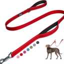 Fida 5 FT Heavy Duty Dog Leash with 2 Comfortable Padded Handles, Traffic Handle & Advanced Easy Snap Hook, Reflective Walking Lead for Large, Medium & Small Breed Dogs, Red (5 Feet (Pack of 1))