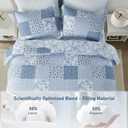 GOONE King Quilt Set 104"x90", Blue Floral Boho Bedspread Farmhouse Quilting Bedding Set, Lightweight Washed Coverlet, Reversible Spring & Summer Quilt Set, Quilt King Size with 2 Pillow Shams