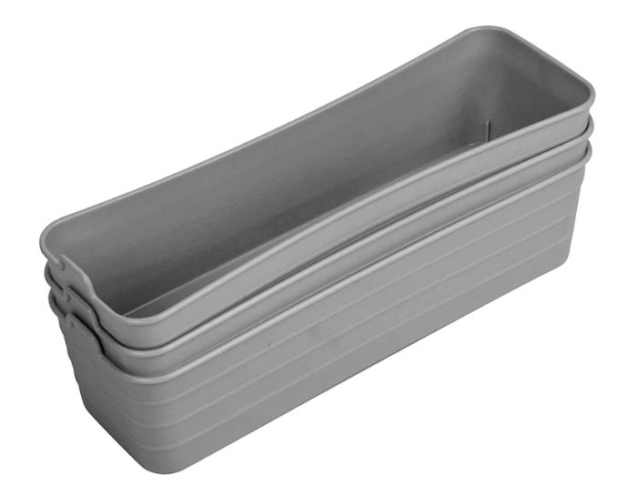 3-Pack Storage Sort Bin, Grey 14.5x4 inch