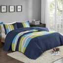 Comfort Spaces Quilt Set Trendy Casual Fun, Vibrant Color Design, Hypoallergenic All Season, Lightweight Coverlet Bedspread Cozy Kids Bedding & Sham Full/Queen Pierre Navy/Blue 3 Piece