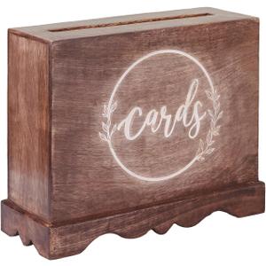 Wedding Card Box with Card Slit and Lock 12"X10"X4.5"- Gift Wishing Well Card Box for Weddings, Receptions, Birthdays, Graduations, Baby Showers, Honeymoon Funds KHNDCNC (Walnut)