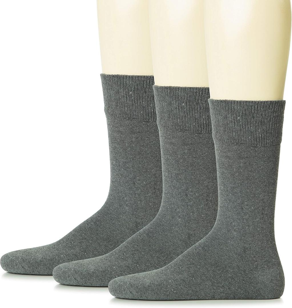 Hugh Ugoli Mens Cotton Dress Socks, Plain Colors, Regular Fit, Crew, Casual Socks, Shoe Size 10 - 13 (3 Pack) (Dark Gray (3 Pairs))
