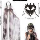 Halloween Costumes Cloak,Tulle Hooded Cape for Women and Dragon God Mask Cosplay Vampire Cape Witch Cloak Dark Gray