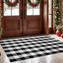 KOZYFLY Buffalo Plaid Area Rug 4 x 6 Ft Black and White Checkered Rug Washable Outdoor Rugs Cotton Rugs for Bedroom Front Door Mat Carpet for Front Porch Living Room Dining Room Kitchen