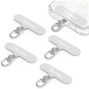 Phone Tether Tab, 4-Pack 360 Rotatable Secure Anti-Drop Lanyard & Wrist Strap Compatible Patch for Cell Phone Case (White)