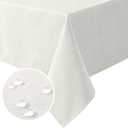 H.VERSAILTEX Linen Textured Table Cloths Square 60 x 60 Inch Premium Solid Tablecloth Spill-Proof Waterproof Table Cover for Dining Buffet Feature Extra Soft and Thick Fabric Wrinkle Free, Ivory