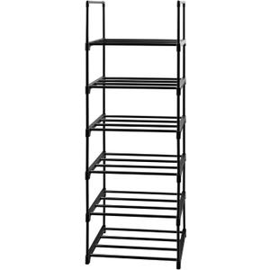 6 Tier Tall Shoe Rack for Closet Entryway, Metal Sturdy Shoe Shelf Storage Organizer, Vertical Small Space Large Capacity for 12-16 Pairs of Shoes