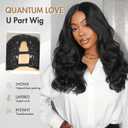 Quantum Love Curly U Part Wig Long Wavy V Part Wig Light Yaki for Black Women TALOS Layered Black Glueless Synthetic Half Wigs 22 Inch Full Head Clip in Hair