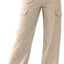 Women's High Waist Cargo Pants with Multiple Pockets Comfortable Flexible Fit Casual Wear Work Hiking (Ivory), M