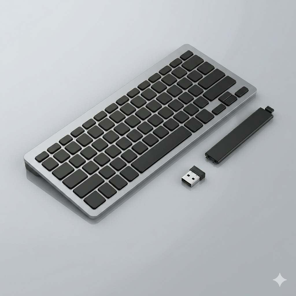 TECKNET Bluetooth Keyboard Rechargeable, 4-Device (2.4G+3BT) Wireless Keyboard, Ultra-Slim Quiet Typing, 14 Hotkeys Computer Keyboard for PC/Laptop/Smart TV/Tablet/iPad