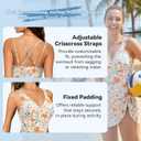 Zando Women One Piece Swim Dress 2026 - Modest Swimsuit with Skirt Tummy Control, Tie Knot & Floral Print Bathing Suit (Beige, S)
