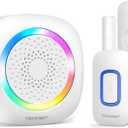 TECKNET Door Chimes When Door Opens, Wireless Door Sensor Chime Alarm with 1000Ft Range, 61 Songs, 5 Volume Levels, RGB Light, Door Chime for Business/Store/Home/Office When Entering (White)