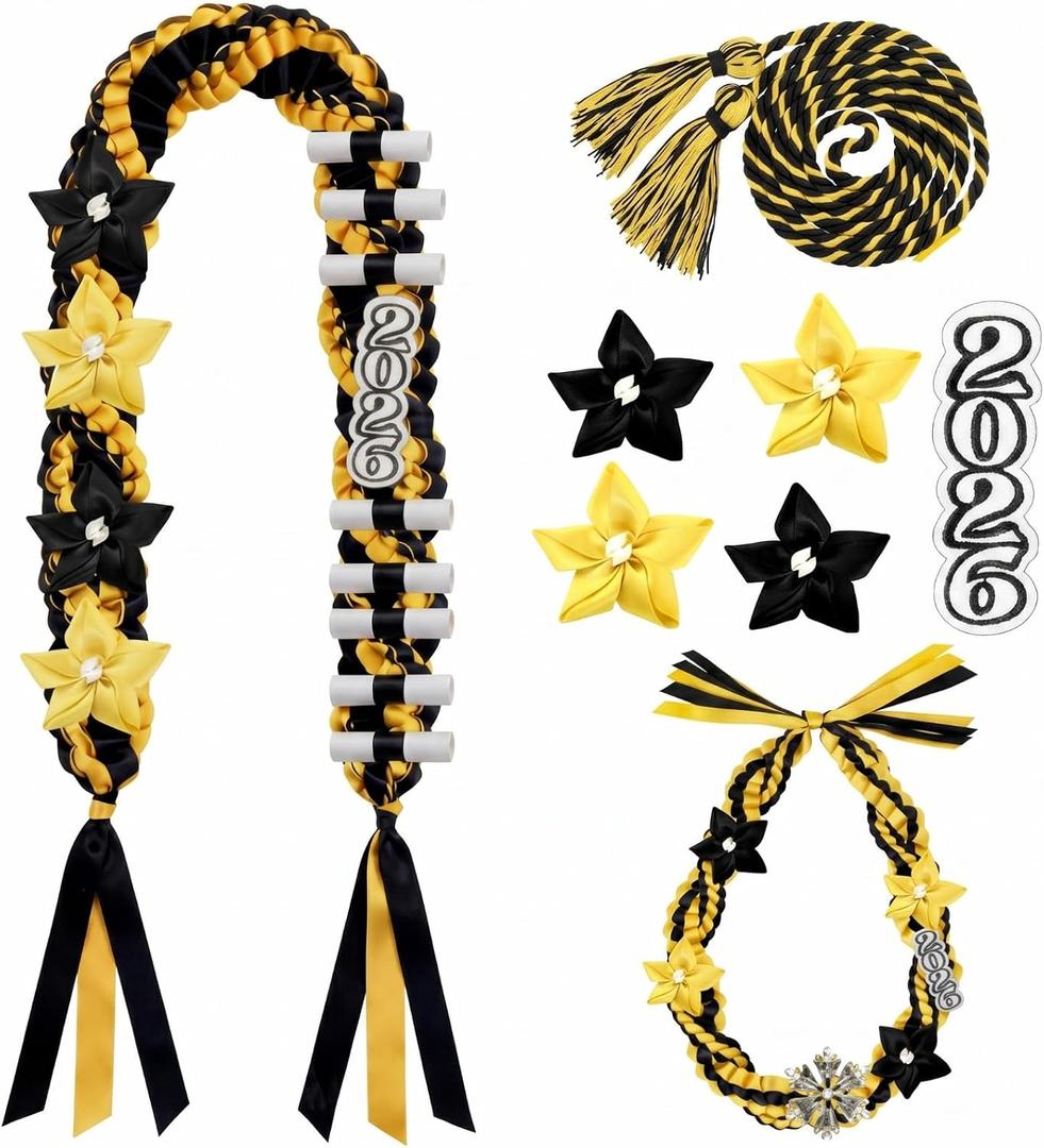 2026 Summer Semester Graduation Money Leis with Honor Cord Class of 2026 Graduation Ribbon Money Leis Double Braided for for College Summer Semester Grad Party Supplies