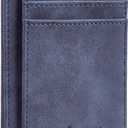 Travelambo Slim Wallet Front Pocket Minimalist Leather RFID Blocking Medium Size (Deep Blue)