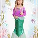 Princess Dress Up Mermaid Costume Little Girls Mermaid Dress Halloween Cosplay Costumes Size 140