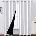 LEMOMO 100% Blackout Curtains 52 x 95 Inch/White Curtains 2 Panels with Black Lining Room Darkening Thermal Insulated Bedroom Curtains