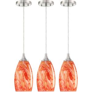 Glass Pendant Light Fixtures 3 Pack Mini Hanging Kitchen Island Lighting Shade Farmhouse Hand Blow Lighting Fixture for Ceiling at Bar Dining Room Over Sink