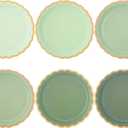 48 Pcs Sage Green Scalloped Party Paper Plates Disposable, 9" Cute Sage Green Dinner Baby Bridal Shower Dessert Birthday Paper Plate for Baby Shower Wedding Party Supplies