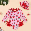 Baby Girl Swimsuit 6 9 12 Months Infant Bathing Suit Girl Long Sleeve Red Ruffle Baby Girls' Swimwear Summer Baby Swim Suit for Girls