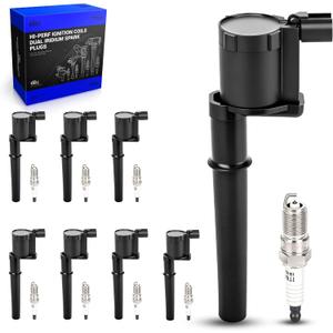 DG512 Ignition Coil & SP493 Double Iridium Spark Plugs for Lincoln Navigator/Blackwood/Mark VIII/Aviator, Ford Mustang/GT, Avanti, Mercury Marauder, Panoz Espe Replace# DG492 DG543 DG543 UF191