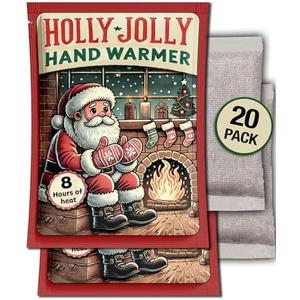 Pack Of 2 Holly Jolly Hand Warmers - 8 Hours of Heat - 20 Pack (10 Pairs) - Holiday Christmas Party Favors for Holiday Parties - 2024 Bulk Stocking Stuffers for Adults Kids - Keeps Hands Hot Disposable