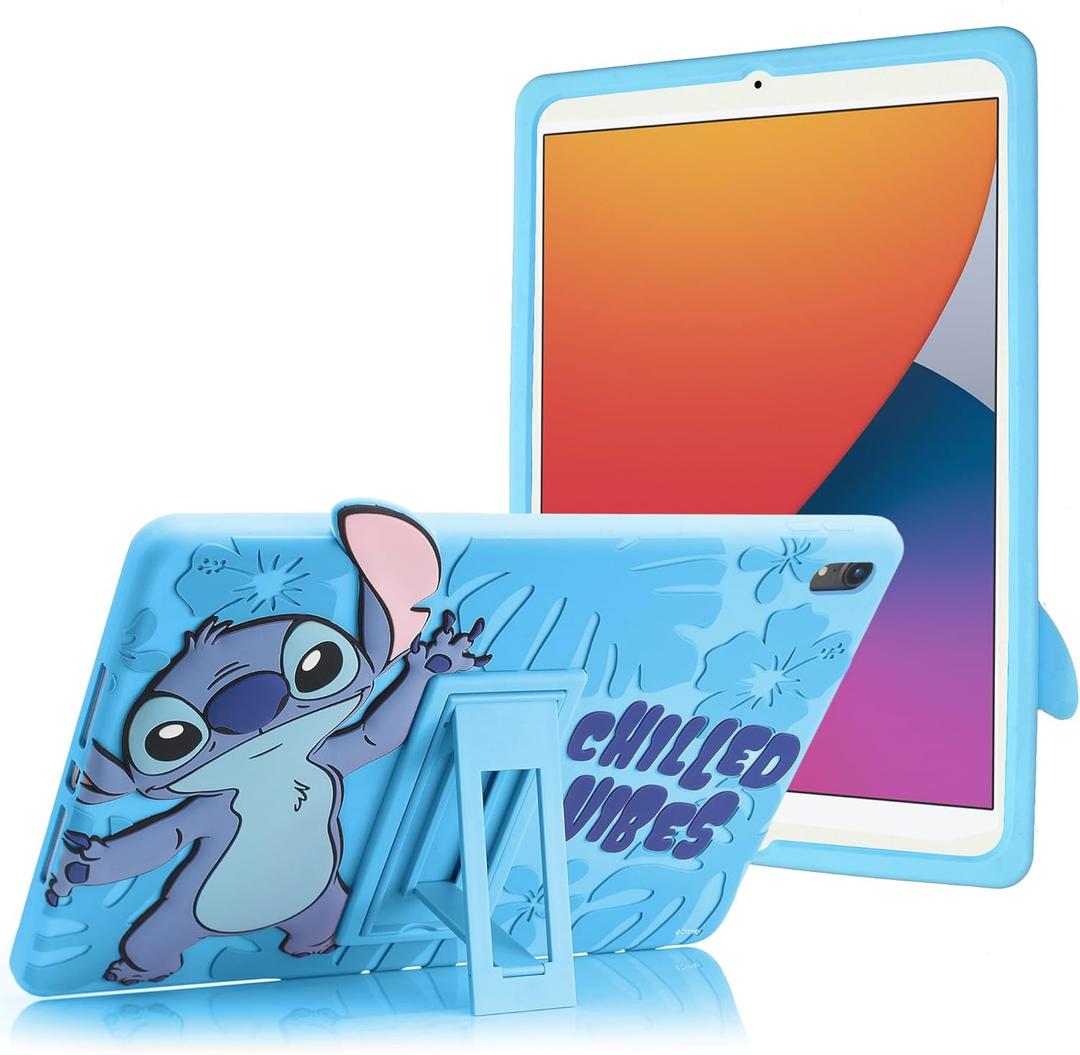 Disney Lilo and Stitch Kids iPad Case - 10.9 Inch Case for iPad 10th Generation (2022) & A16 11th Generation 11 inch (2025) - Tablet Cover with Stand, Shockproof Silicone Protector