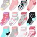 CozyWay Baby & Toddler Socks Crew Comfy Cotton Socks For Girls and Boys Babies Soft & Breathable Infant - 12 Pack (3-5T, Pink)