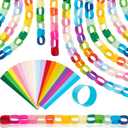 TaoBary 2000 Sheet Paper Chain Garland Strip 1.8/3.15x10 Inch, Construction DIY Craft Paper Chain for Classroom Home Holiday Party Decor Supplies with Double Sided Tape (1.77x9.84 Inch, Rainbow Color)