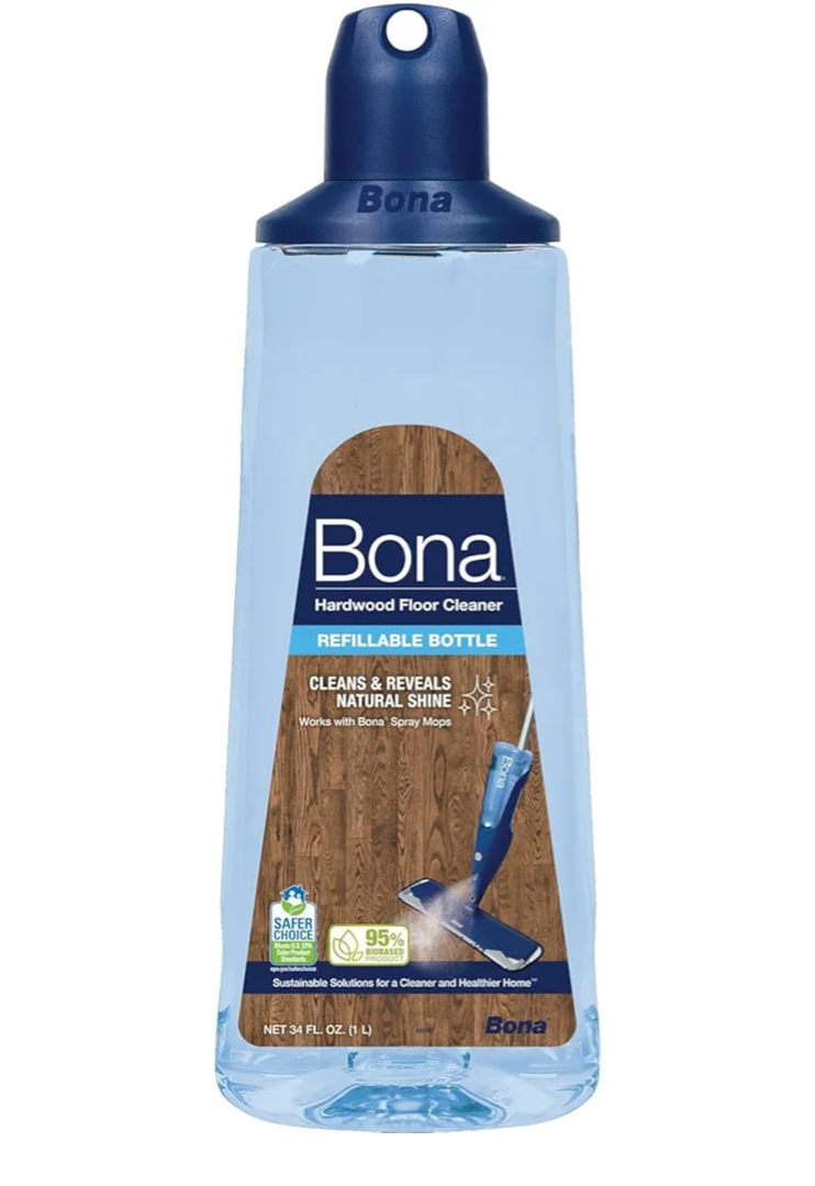 Bona Hardwood Floor Cleaner Spray Mop Cartridge  34 fl oz  Unscented  Refillable  ResidueFree Floor Cleaning Solution for Bona Spray Mops for Wood Floors