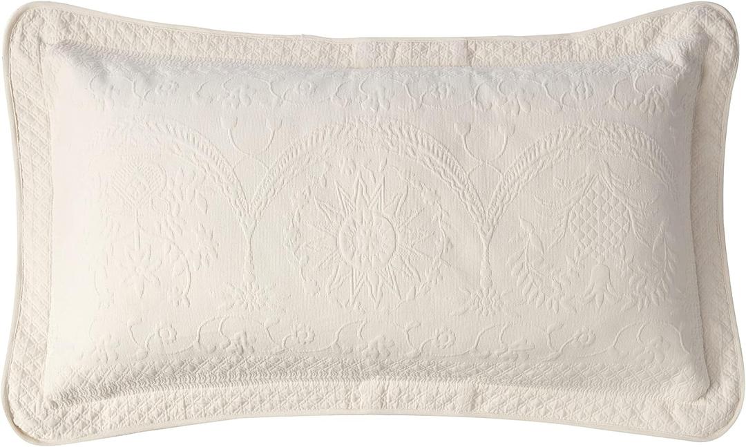 King Charles Modern Farmhouse Floral Matelasse Decorative Pillowcase, 100% Cotton Breathable Bedding, King Sham (20" x 36"), Ivory