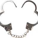 HISET Metal Handcuffs with Two Skull Keys - Prop Toy Handcuffs (Silver), Small