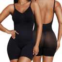 Paukee Women's Backless Shapewear Bodysuit Tummy control Shorts Seamless Body Shaper Light Body Sculpting, M