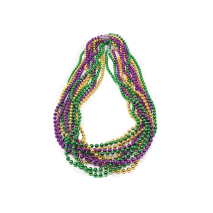 Podzly 144 Mardi Gras Beads Necklace Bulk Assortment - 33" Metallic, Bead Necklaces for Party - Dazzling Beads Necklaces for Festive Celebrations, Festivals, Parades or Masquerade Party Events