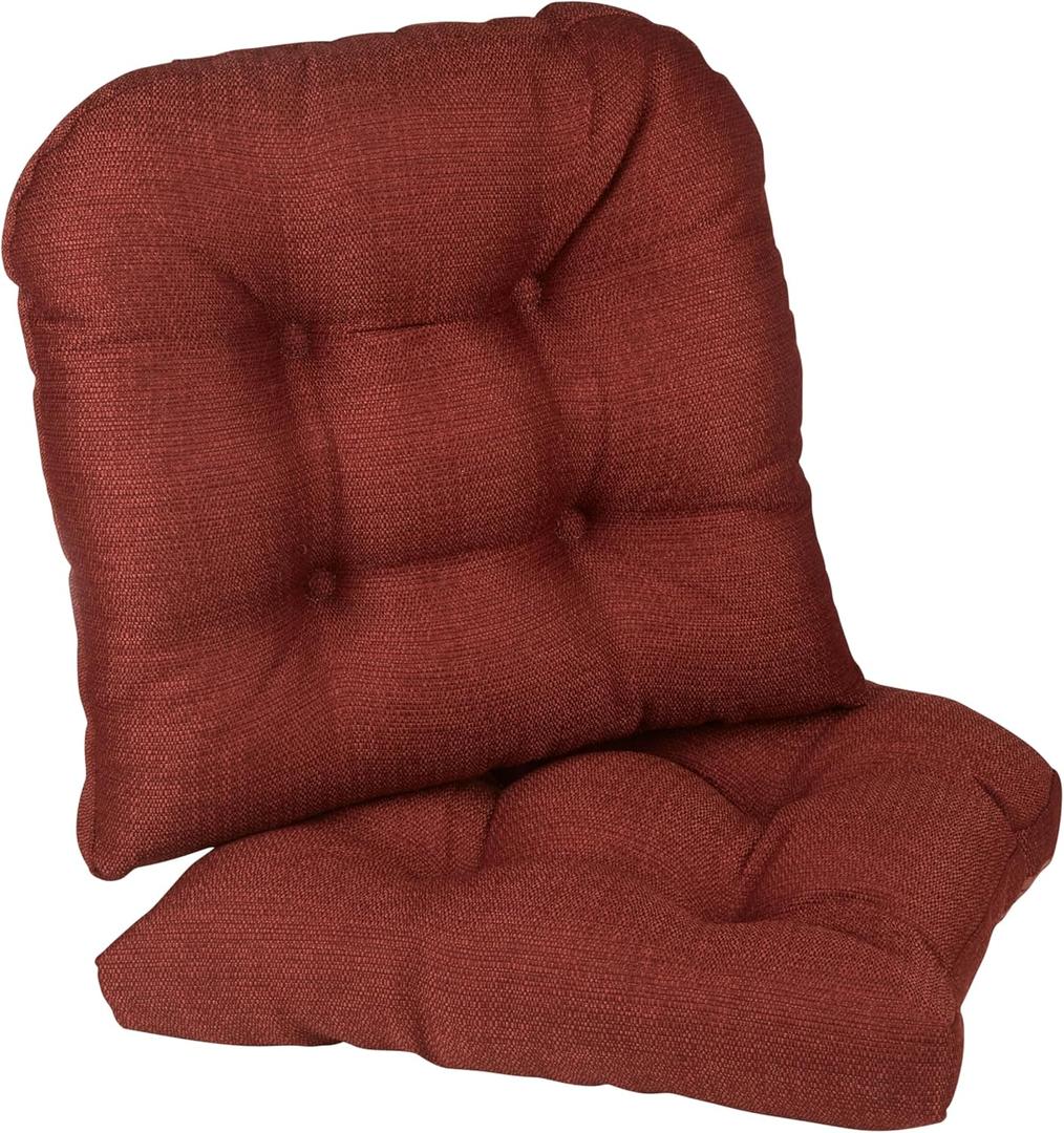 Klear Vu Gripper Overstuffed Universal Non-Slip Dining Chair Cushions for Kitchen Decor or Office Use, U-Shaped Skid-Proof Seat Pad, 15x15 Inches, 2 Count (Pack of 1), Solid Flame Red