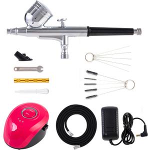 Airbrush Kit with Compressor, 25 PSI, 0.3mm Nozzle, Air brush Set for Nails Art, Cakes, Makeup, Painting, Cookie, Clothes, Paint, Cleaning Machine (ACK-BT19)
