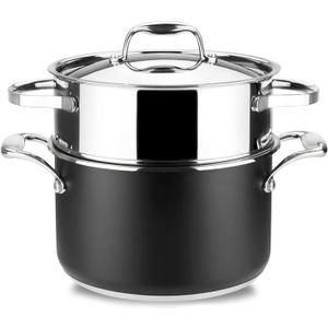 MAGEFESA Prisma  7.9 inches steam pot with lid, made in 18/10 stainless steel, for all types of kitchens, INDUCTION, easy cleaning, dishwasher and oven safe up to 392F