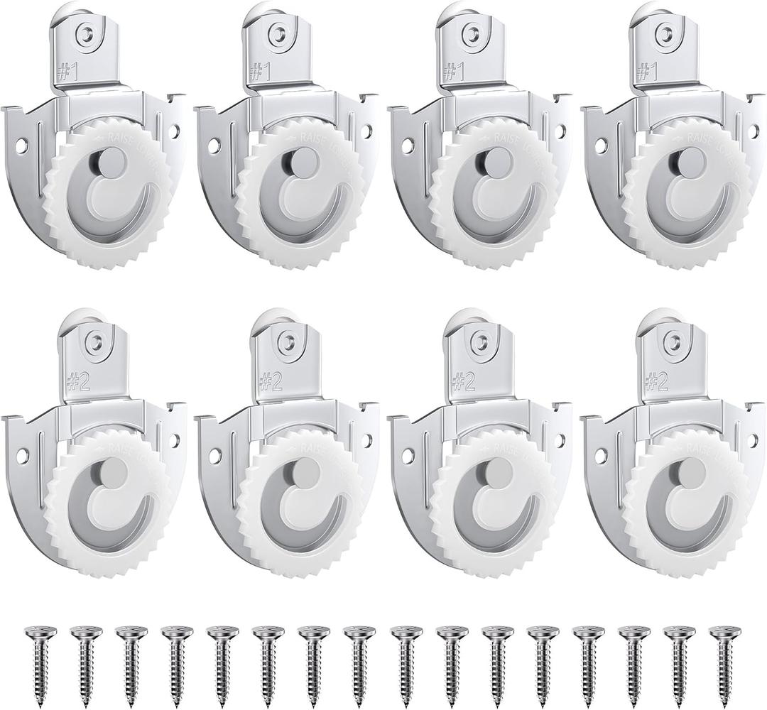 8 Piece Sliding Wardrobe Door Hardware Set, Sliding Closet Door Roller Kit to Allow Wardrobe Cabinet Doors to Slide Smoothly and Quietly with Screws (#1, 2)