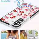 Toycamp for Samsung Galaxy S22 Plus Case - Compatible with Magsafe Cute Design 360Magnetic Ring Holder Stand Kickstand Cherry Bow Girly Pretty Fashion Phone Covers for Women Teen Girls
