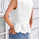 Tankaneo Womens Summer Tank Tops Sleeveless Ribbed Knit Babydoll Peplum Tops Work Business Casual Shirts Blouses (White, S)