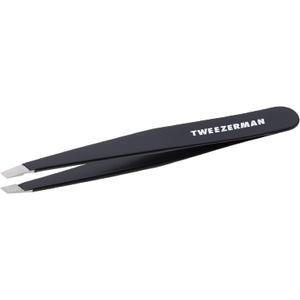 Tweezerman Stainless Steel Slant Tweezer - Eyebrow Tweezers for Women and Men (Black)