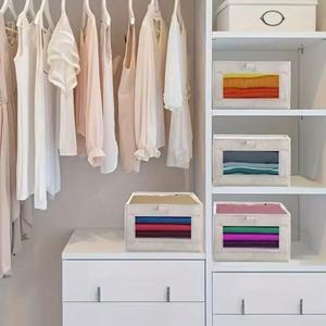 Fabric Storage Box with Transparent Window Foldable and Washable Organizer Designed for Efficient Storage in Various Settings