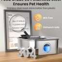 oneisall Dog Water Fountain, 2.6Gal/10L Stainless Steel Dog Water Bowl Dispenser with Deeper Drinking Aera & Washable Filter, Ultra-Quiet Pet Water Fountain for Small Medium Large Dogs(with 5 Fllters)