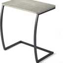 SRIWATANA Side Table, End Table, Vintage C-Shaped Couch Table for Sofa Laptop Coffee Snack, Light Grey