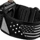 ULTIMAL Compatible witch Apple Watch Ultra 3/2/1 Series 11/10/9/8/7/6/5/4/SE/SE2/SE3,Nylon velcro Stars-Stripes Flag Woven Strap for men 49mm 46mm 45mm 44mm (L,Black USA Flag)