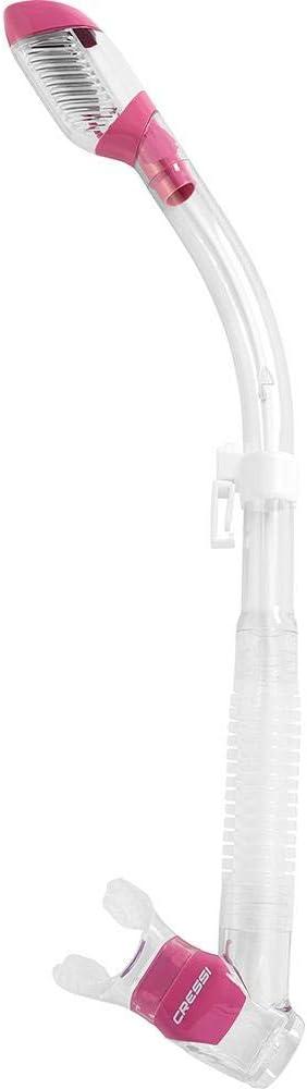 Cressi Adult Diving Dry Snorkel with Splash Guard and Top Valve - Supernova Dry: Designed in Italy (Clear/Pink)