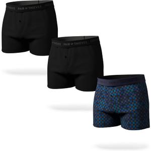 Pair of Thieves Men's AMZ Exclusive 3 Pack Boxer, Navy/ Black, Large