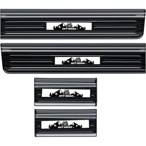 Buling Door Sill Guards Protector 304 Stainless Steel Compatible with Jeep Wrangler JL JLU 2018-2025 & Jeep Gladiator JT 2020-2025 Accessories Door Sill Protector (Brushed Texture 4 Door