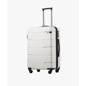 Coolife Luggage Expandable(only 28") Suitcase PC+ABS Spinner Built-In TSA lock 20in 24in 28in Carry on (white, S(20in_carry on))